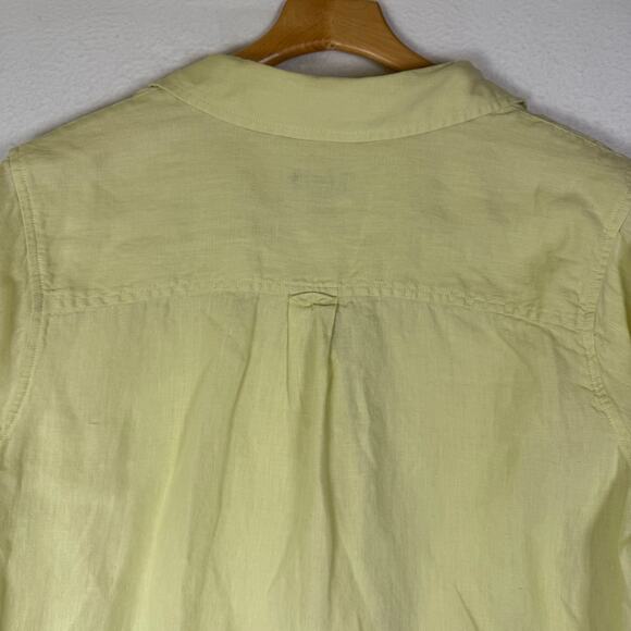 Talbots Womens Top 16W Celery Green Pure Irish Linen Button Up Classic Preppy - Picture 4 of 8